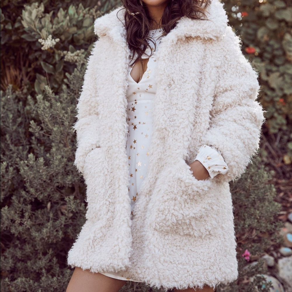 Cream Faux Fur Coat NWOT